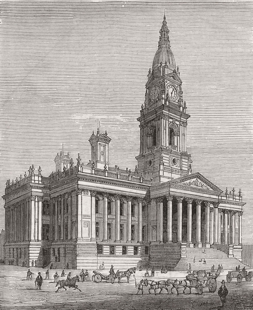 BOLTON. Royal visit to-new Town Hall 1873 old antique vintage print picture